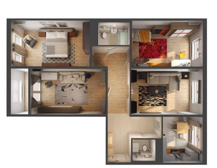 Layout de apartamento de 4 quartos