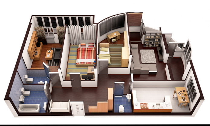 Layout de apartamento de 4 quartos