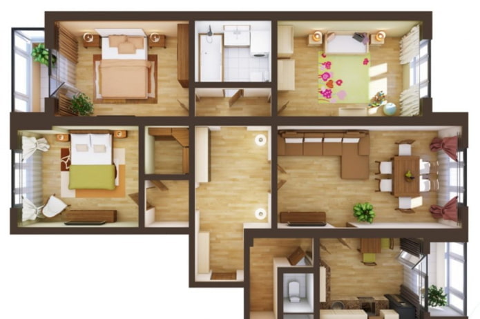 Layout de apartamento de 4 quartos