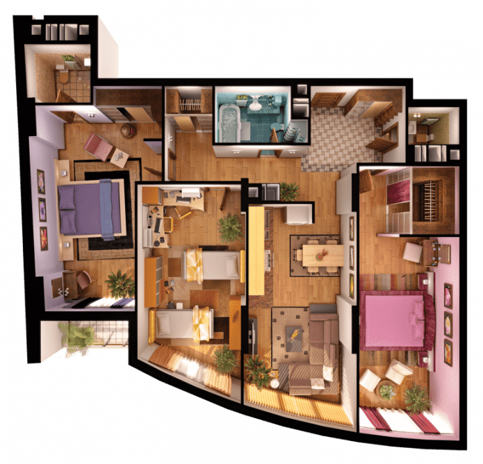Layout de apartamento de 4 quartos