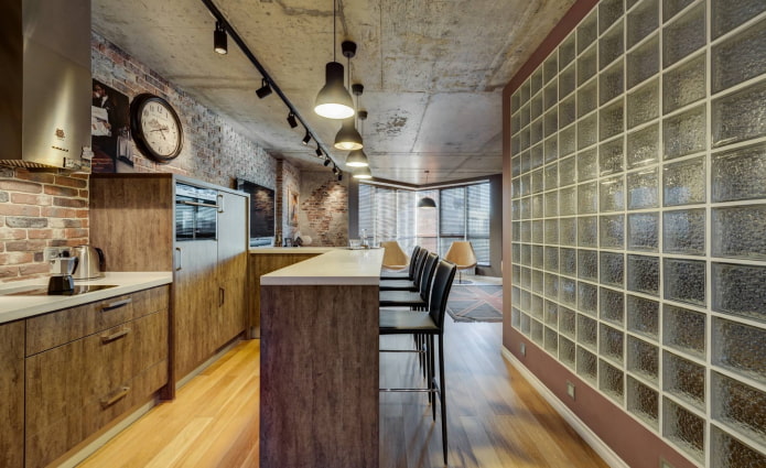 blocos de vidro estilo loft