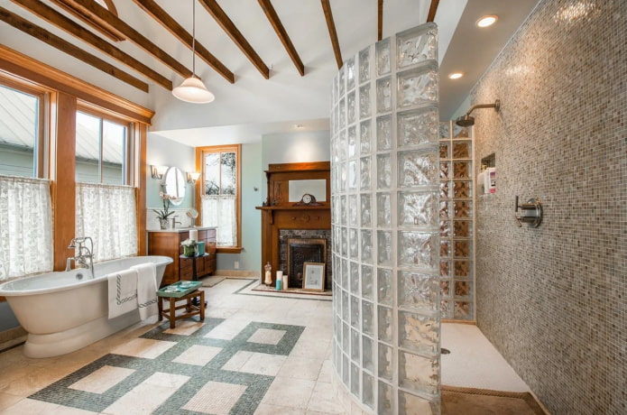 glass block shower