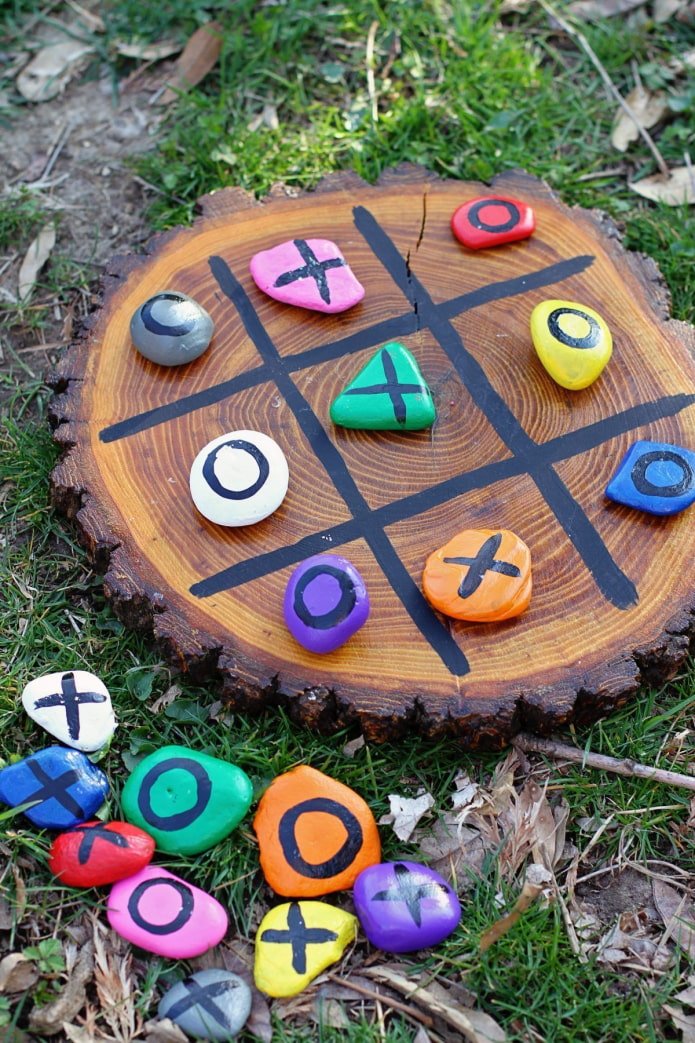 Jogo da velha feito de pedras