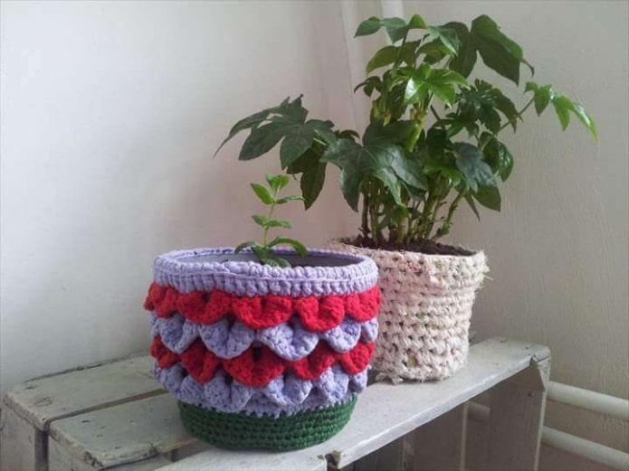 capa de crochê para vaso