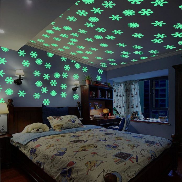 adesivos de fósforo luminosos no teto