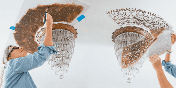 decoração de teto com um estêncil