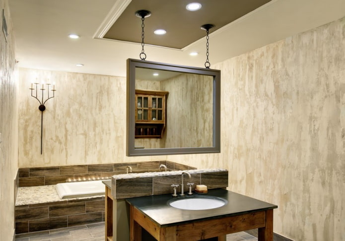 gesso bege no interior do banheiro