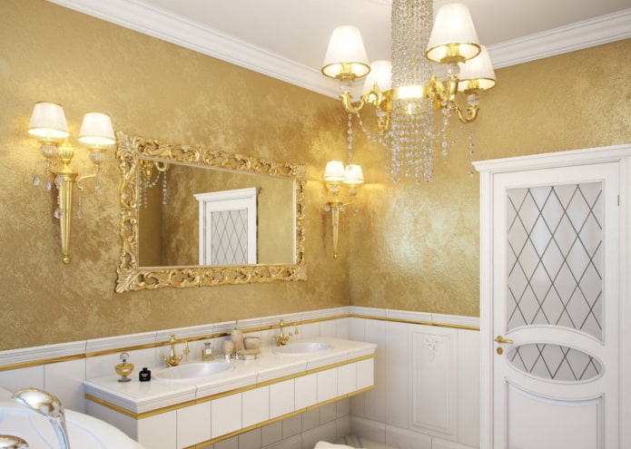 gesso dourado no interior do banheiro
