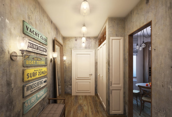 gesso no corredor no estilo loft