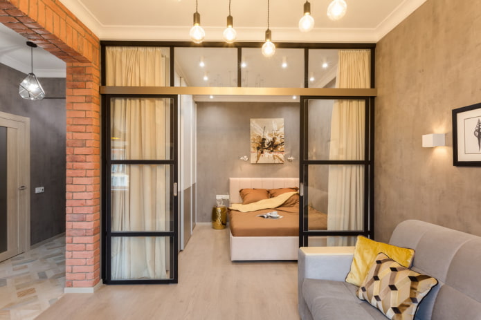 divisória no interior em estilo loft