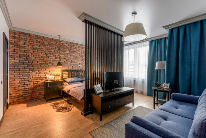 divisória no interior em estilo loft