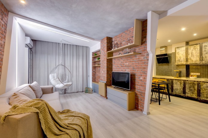 divisória no interior em estilo loft