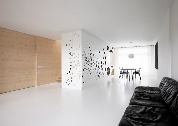 divisória no interior no estilo minimalista