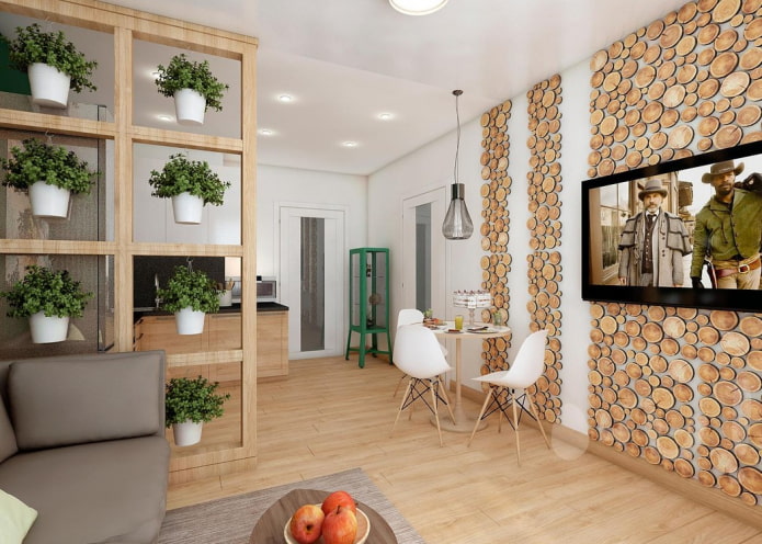 divisória no interior em estilo ecológico