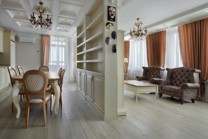 divisória no interior em estilo clássico
