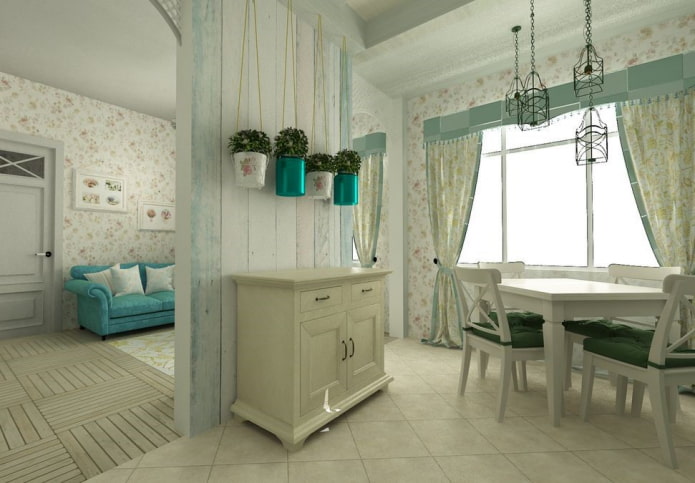 divisória no interior no estilo provençal