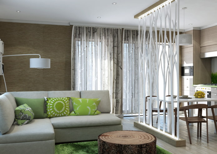 divisória no interior em estilo ecológico