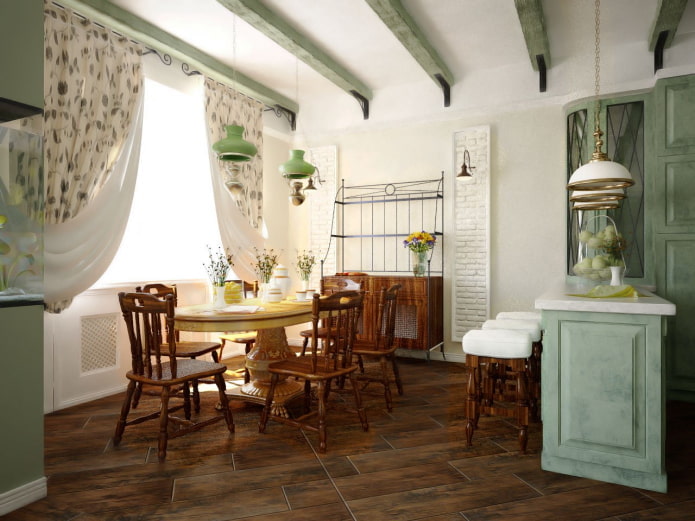 casa de estilo campestre com sala de jantar