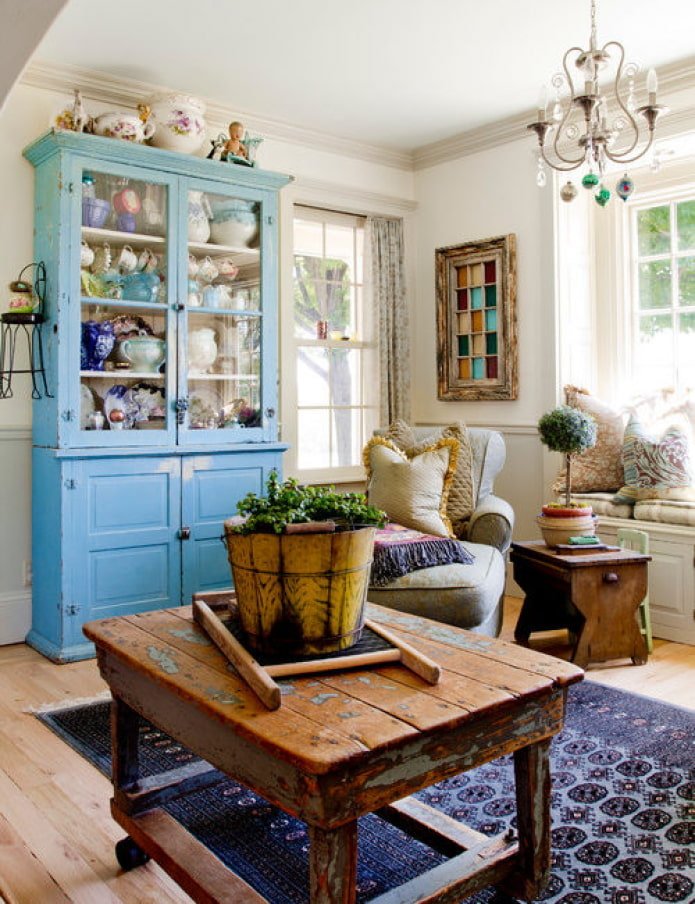 sala de estar em estilo campestre