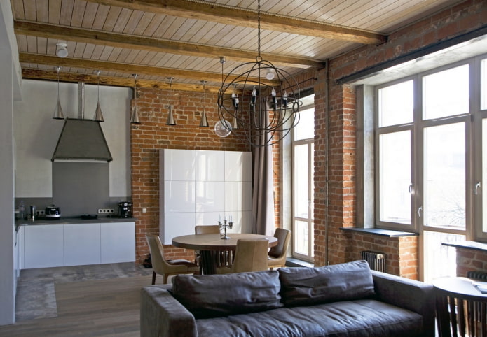 teto de madeira em estilo loft