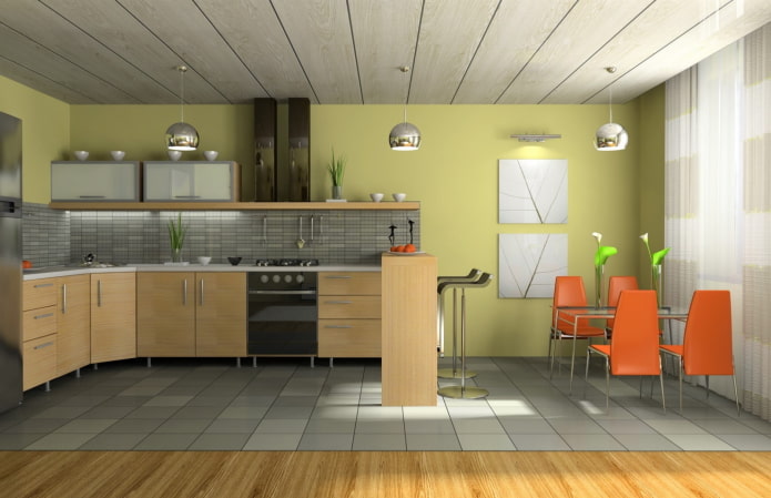 painéis de madeira MDF na cozinha