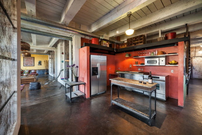 teto de madeira em estilo loft