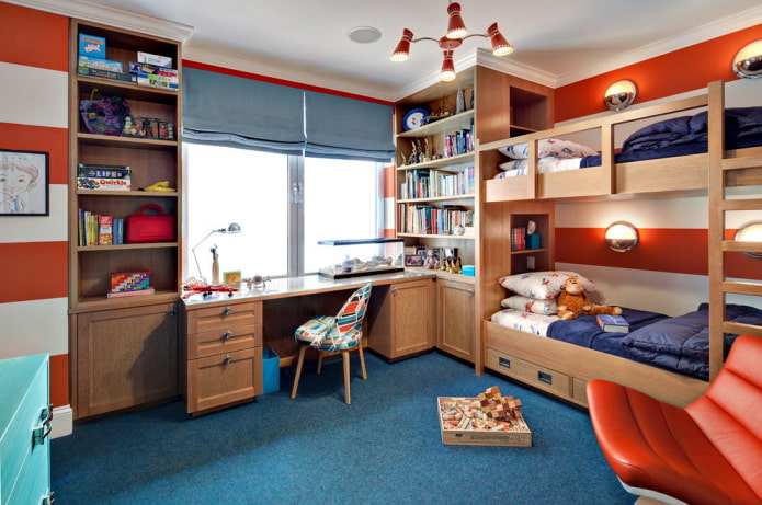 Mobília para um quarto infantil para dois meninos