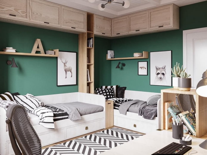 quarto infantil para dois meninos em estilo escandinavo