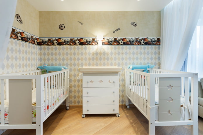 zoneamento de um quarto infantil para dois meninos em idade pré-escolar