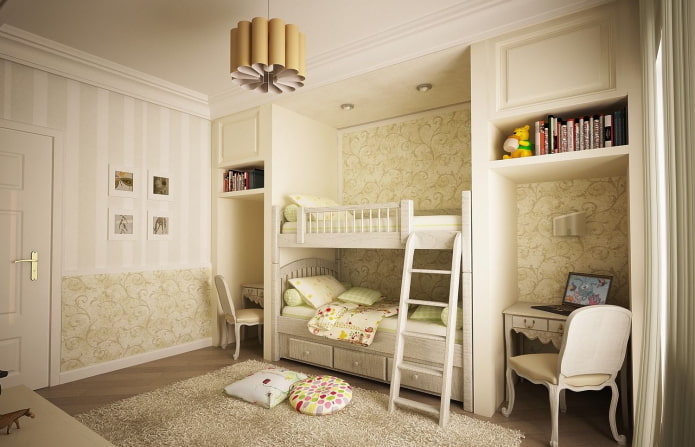 quarto infantil para dois meninos em estilo clássico