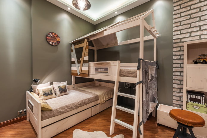 quarto infantil para dois meninos em estilo loft