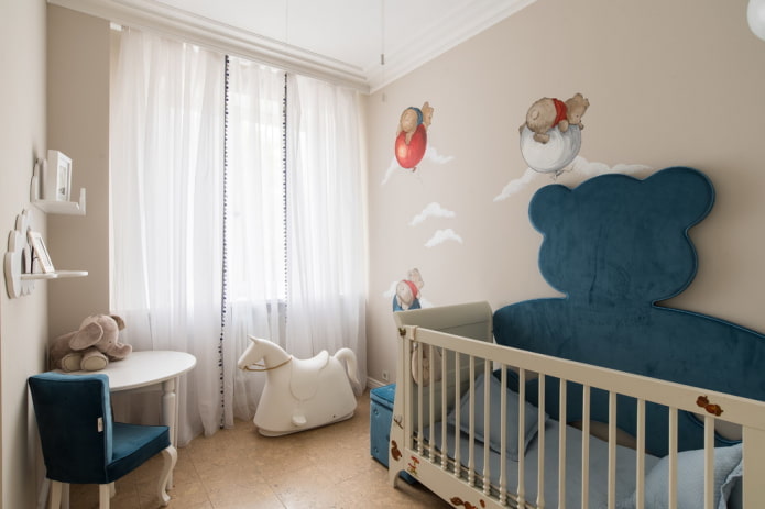 design de um quarto de bebê para um menino recém-nascido