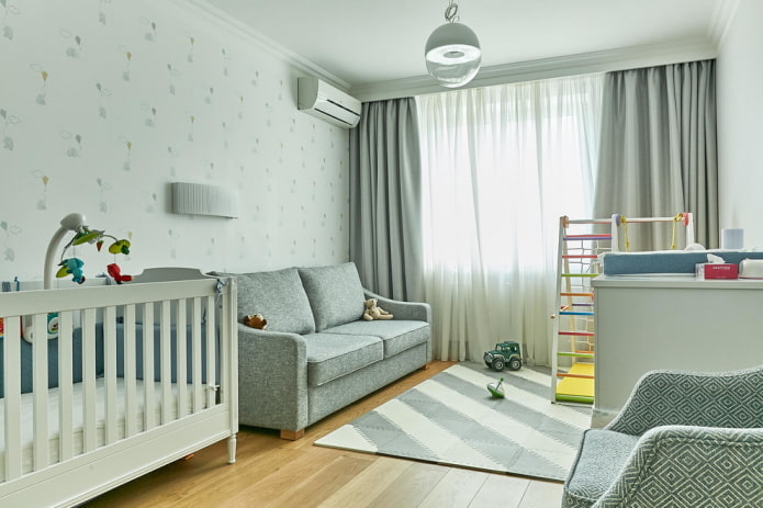 esquema de cores no design de um berçário para um bebê