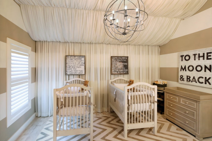 design de um quarto de bebê para bebês gêmeos