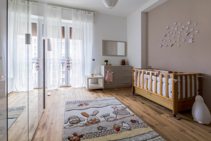 decoração e tecidos no interior de um quarto de criança