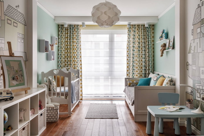 design de um quarto pequeno para crianças de diferentes sexos