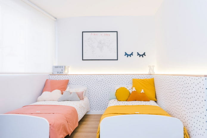 projeto de um quarto pequeno para crianças de sexos diferentes