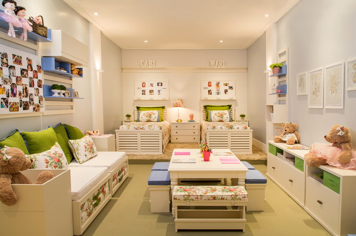 design de um quarto para três meninas
