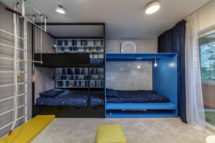 projeto de quarto para três crianças