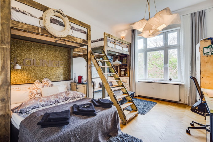 interior do quarto para três meninos