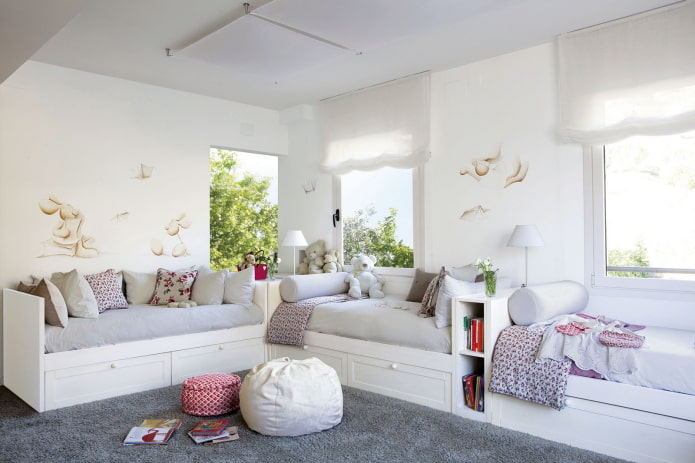 design de um quarto para três meninas
