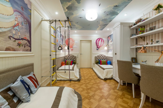 arranjo de um quarto para três crianças