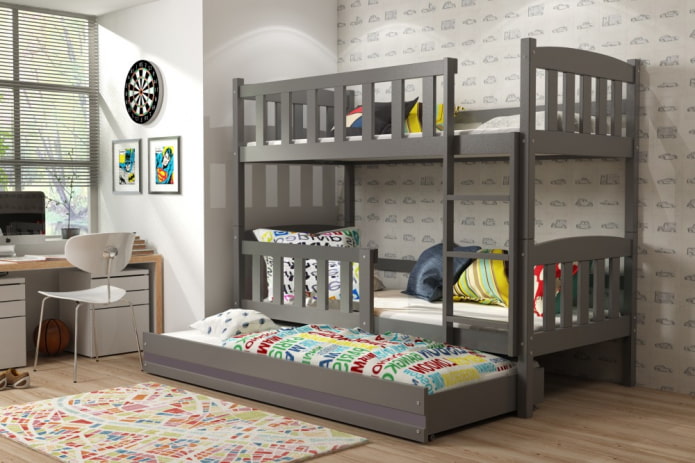 arranjo de quarto para três crianças