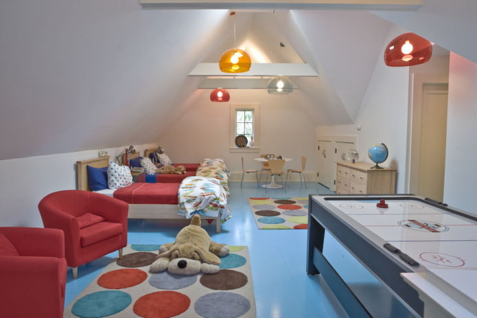 layout de quarto para três crianças