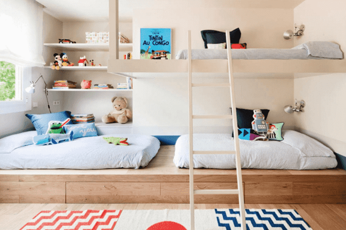 mobiliando um quarto para três crianças