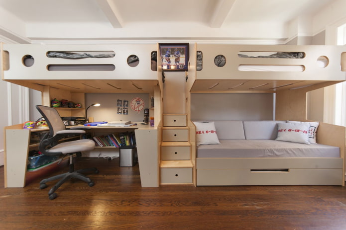 arranjo de um quarto para três crianças