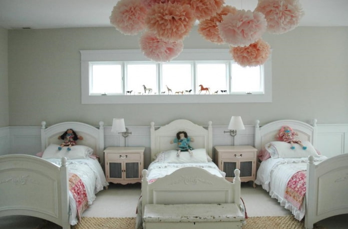 design de um quarto para três meninas