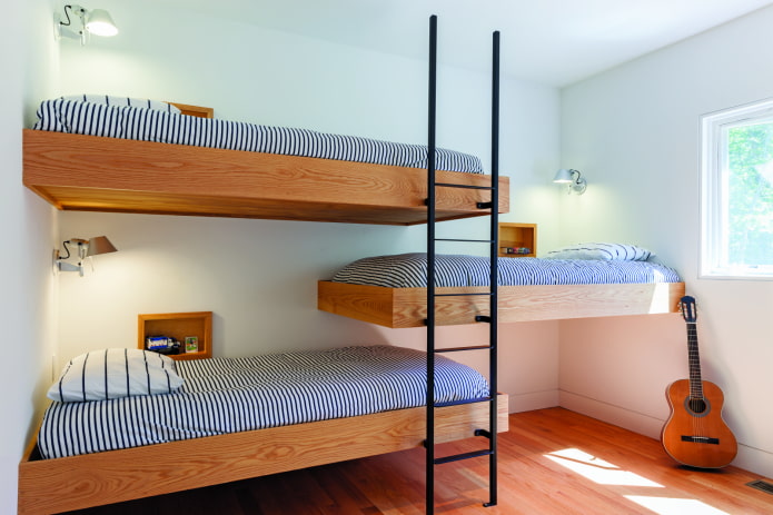 interior do quarto para três meninos
