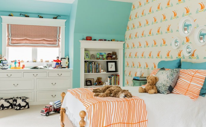 Cor Tiffany no interior de um quarto infantil