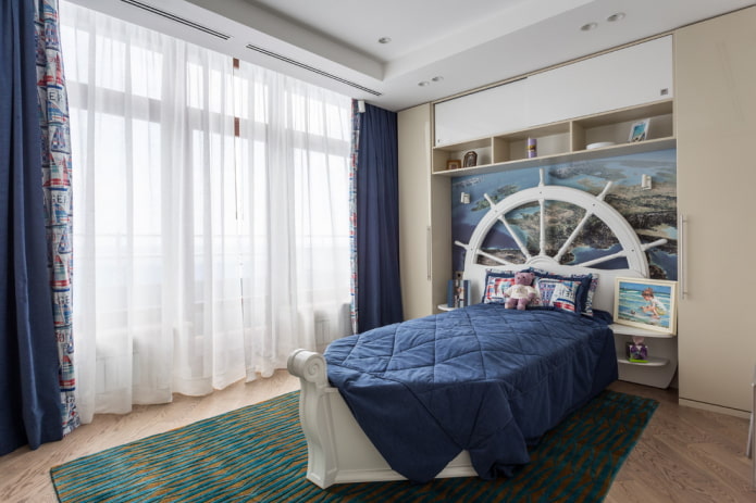 interior de quarto infantil para menino em estilo náutico